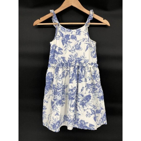 Gap Kids Blue Floral Sleeveless Ruffle Dress Girls M (8) Easter Sundress Cottage - Picture 2 of 9